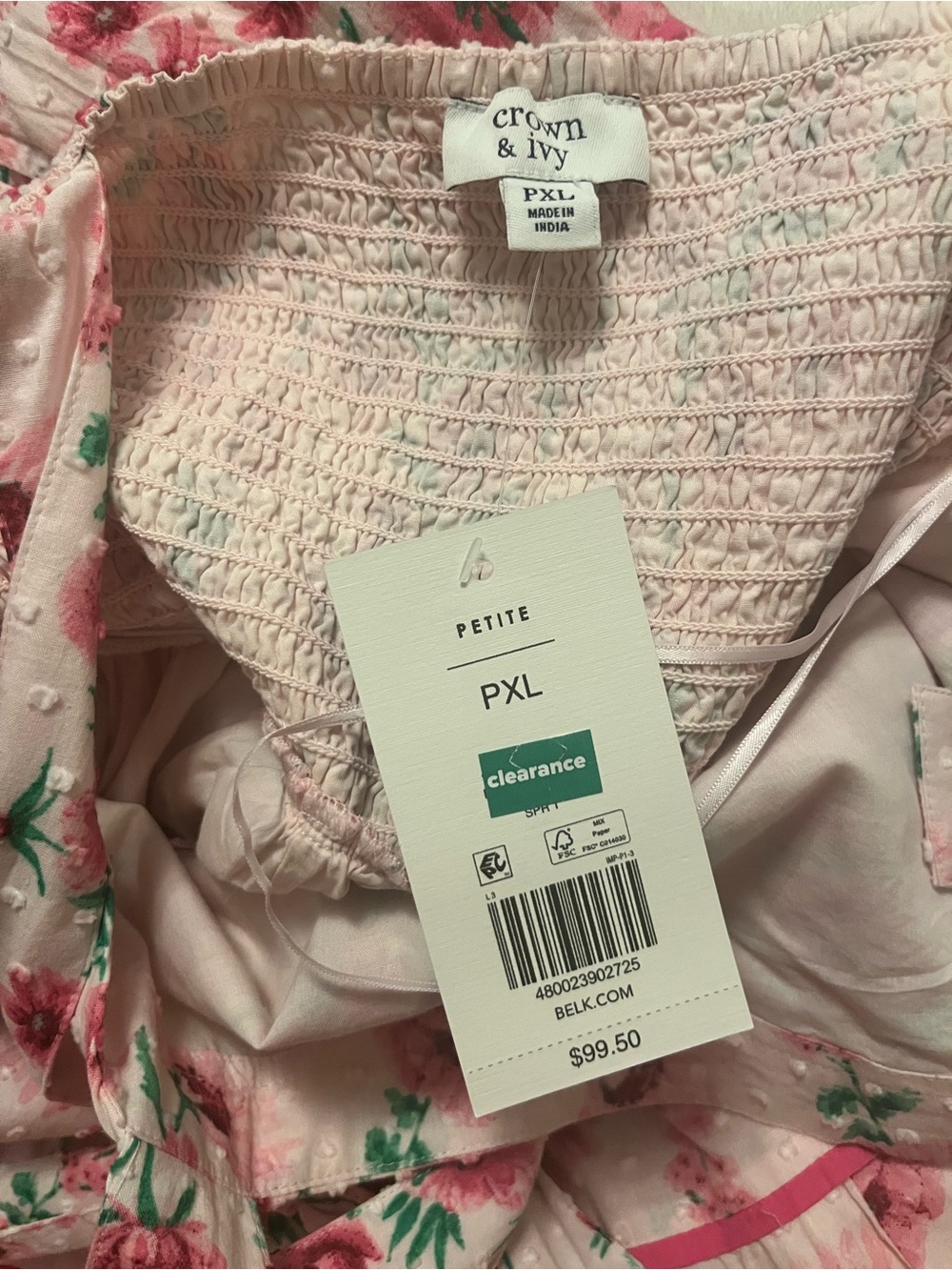 crown & ivy Blush Pink Floral Tiered Maxi Dress, Petite XL - Picture 6 of 7